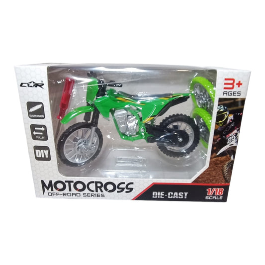 Moto cross miniature verte 1/18