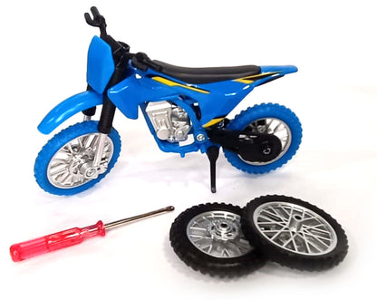 Moto cross miniature bleu 1/18